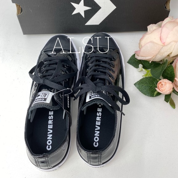 Converse Low Top Patent Leather Black W AUTHENTIC - Picture 7 of 8
